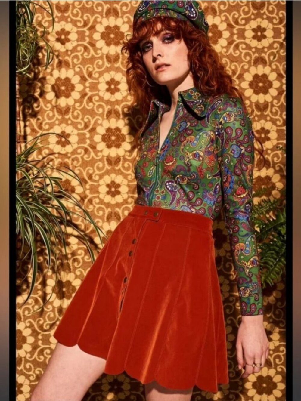 The Hippie Shake Heroes Bodysuit in Green Paisley